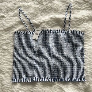 Express Blue Striped Crop Top